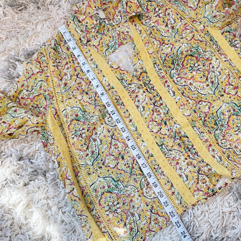 Anthropologie | Pilcro Pintuck Peasant Blouse in a yellow floral print Large - Picture 13 of 13